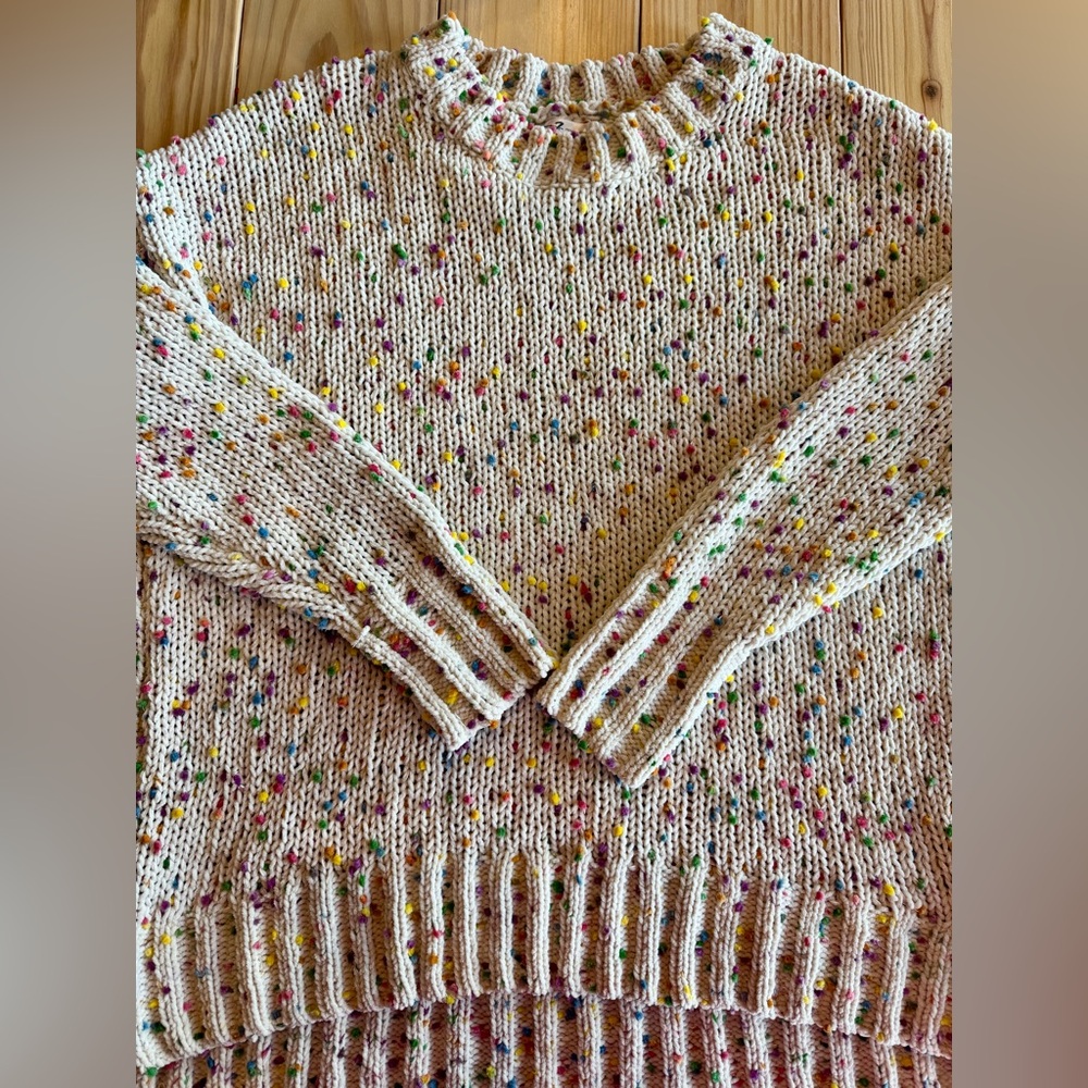Seven7 Sweater Confetti Multicolor Polka Dot Pullover Women’s Small - Picture 8 of 9